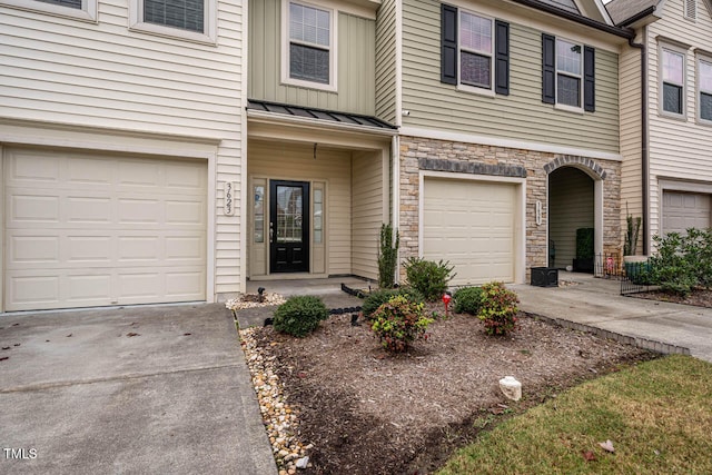 view of property with a garage