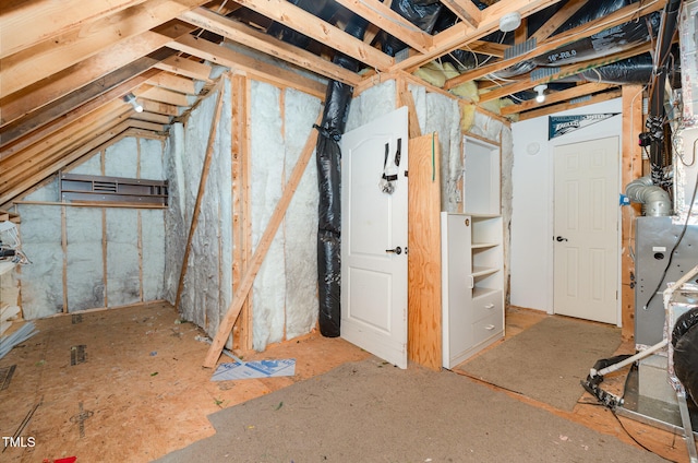 view of unfinished attic