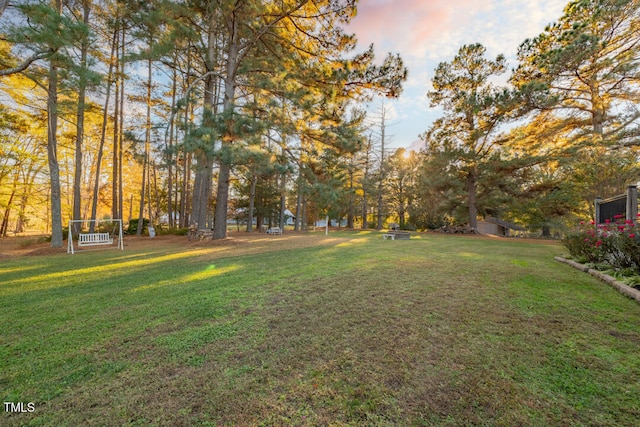 view of yard at dusk