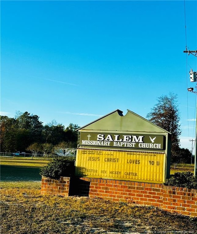 view of community sign