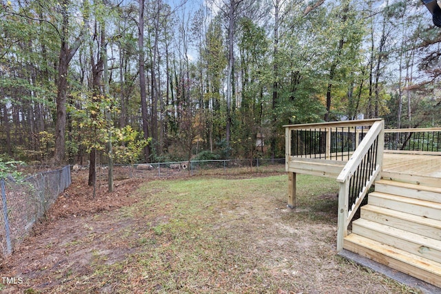 view of yard with a deck