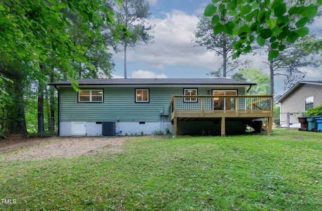 2704 Ross Rd, Durham, NC 27703 - back of house with crawl space, a deck, and central AC
