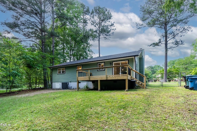 2704 Ross Rd, Durham, NC 27703 - back of property featuring a deck and cooling unit