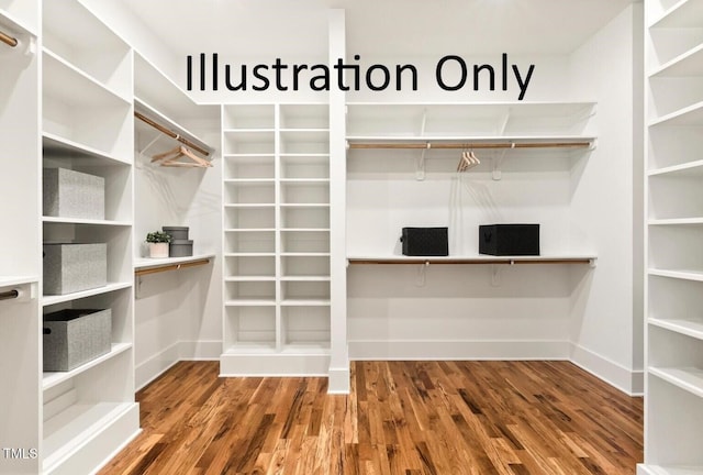 spacious closet featuring hardwood / wood-style floors