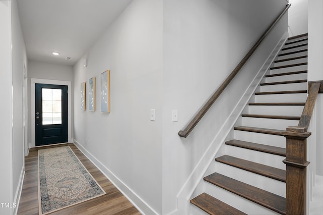 entrance foyer with dark wood-type flooring