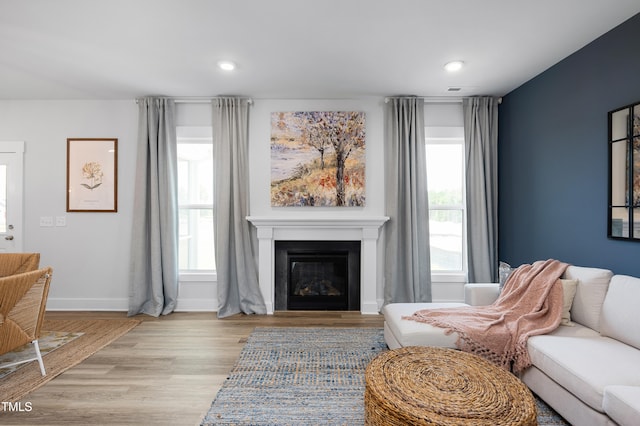 sitting room featuring light wood-type flooring