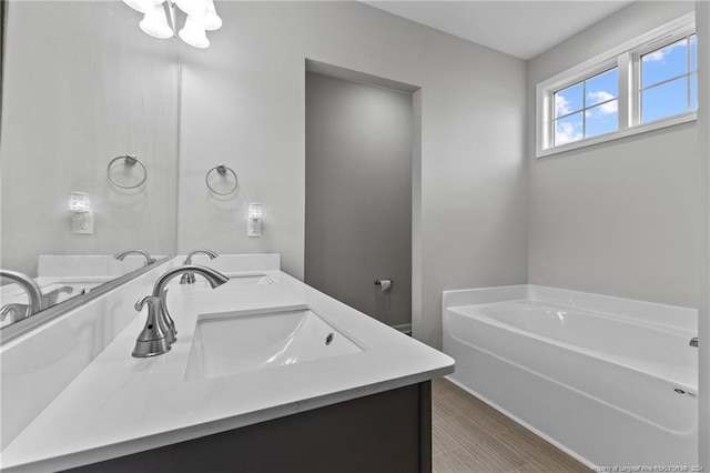 bathroom featuring a bath and vanity