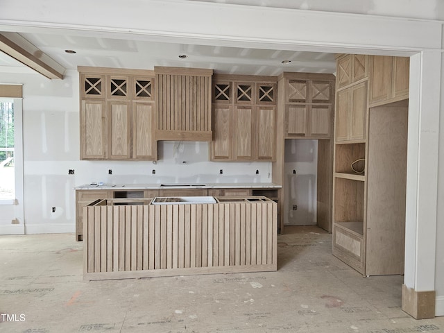 15 Independence Dr, Smithfield, NC 27577 - kitchen with light brown cabinetry and a kitchen island
