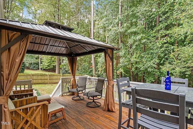 wooden deck with a gazebo