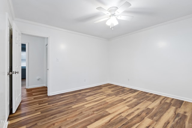 1321 Dylan Heath Ct, Raleigh, NC 27608 - unfurnished room with crown molding, wood finished floors, and ceiling fan