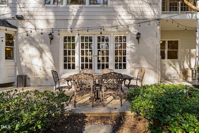 view of patio featuring french doors