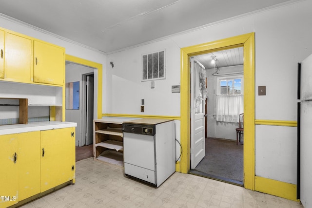 kitchen with crown molding and dishwasher