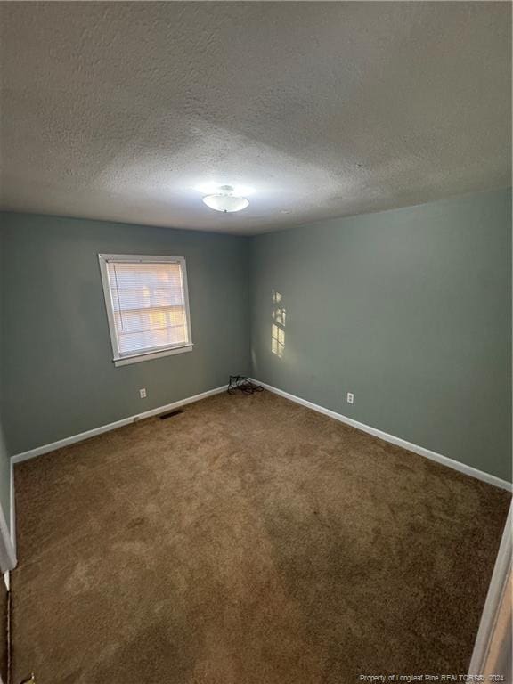 spare room with carpet flooring and a textured ceiling