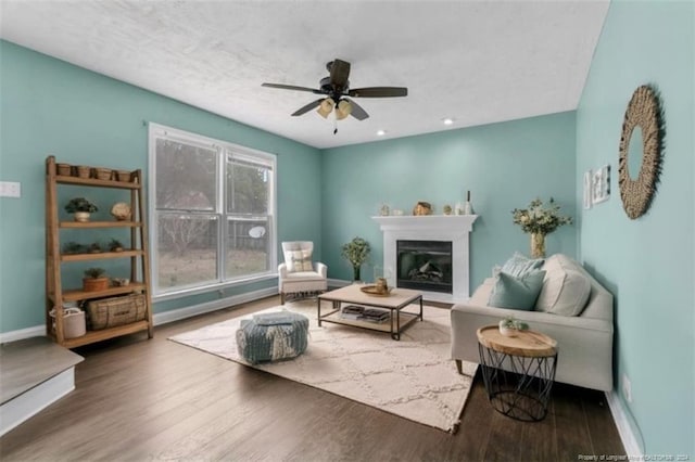 310 Interchange Dr, Fayetteville, NC 28311 - living area with hardwood / wood-style floors and ceiling fan