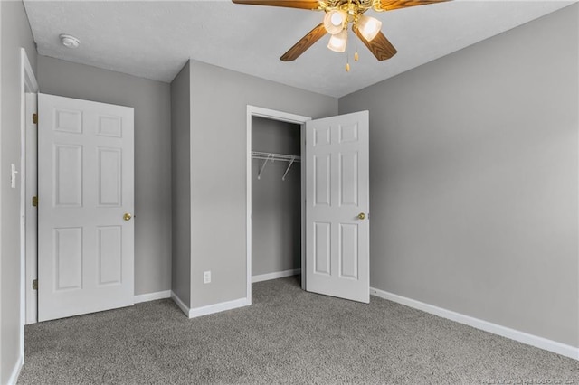310 Interchange Dr, Fayetteville, NC 28311 - unfurnished bedroom with ceiling fan, a closet, and carpet