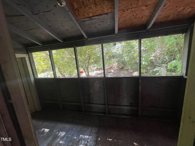 view of unfurnished sunroom