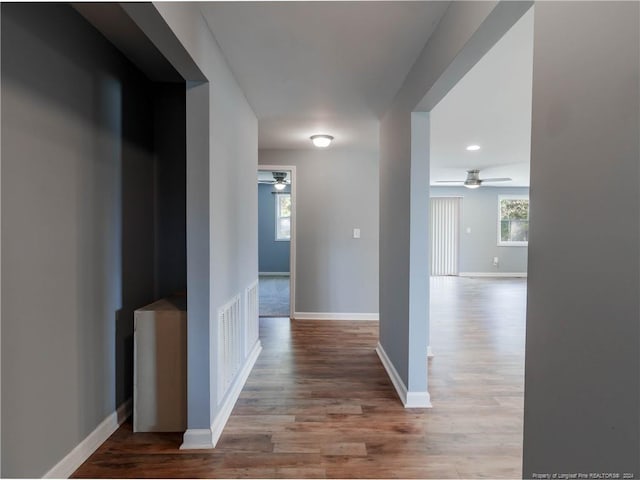 hall featuring light hardwood / wood-style flooring