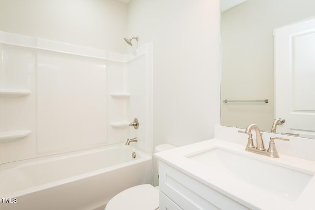 full bathroom featuring vanity, toilet, and shower / bathtub combination