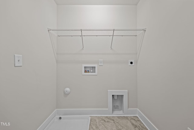 washroom with washer hookup, hookup for a gas dryer, and electric dryer hookup