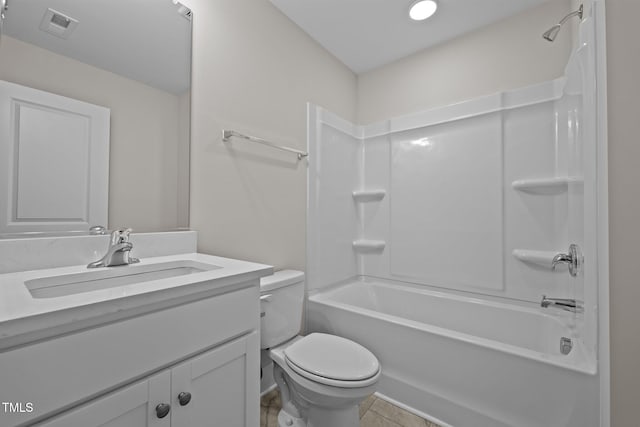 full bathroom with vanity, toilet, and shower / bathing tub combination