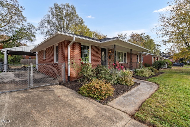 view of front of house with a front lawn and a porch