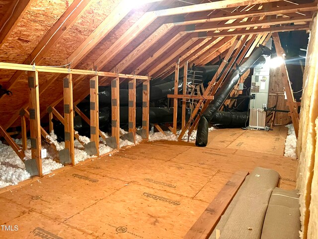 attic with heating unit