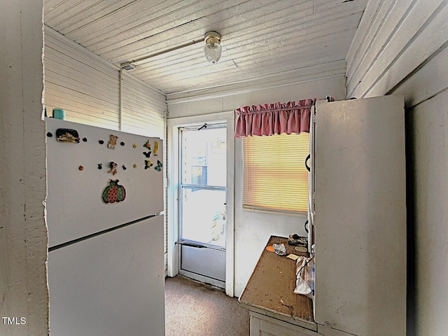 kitchen with white fridge