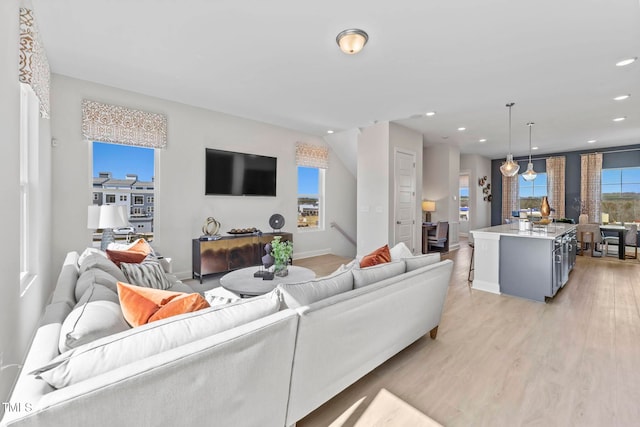 living room featuring light hardwood / wood-style flooring