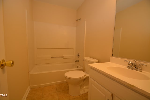 full bathroom featuring tile patterned flooring, vanity, toilet, and shower / tub combination