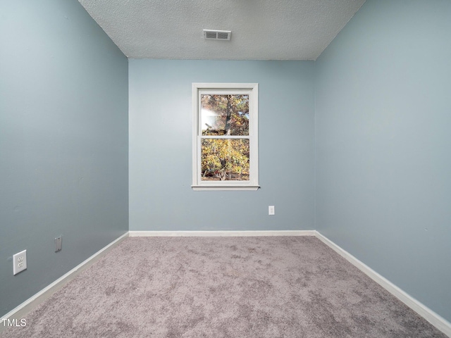 spare room with carpet flooring and a textured ceiling