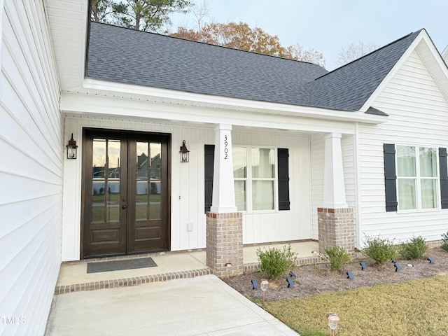 doorway to property with french doors and covered porch