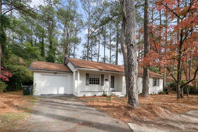 single story home with a garage