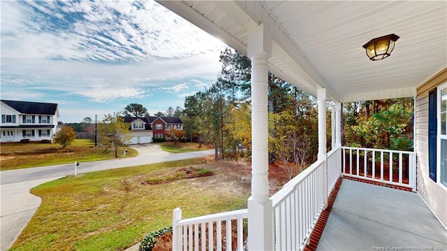 view of yard with a porch