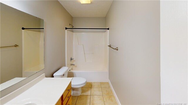 full bathroom with tile patterned floors, vanity, toilet, and shower / bathing tub combination