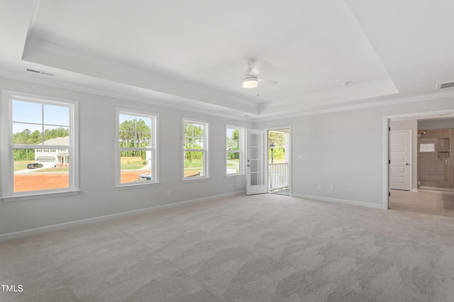 35 Accord Dr, Youngsville, NC 27596 - unfurnished room featuring a raised ceiling, ornamental molding, a ceiling fan, baseboards, and light carpet