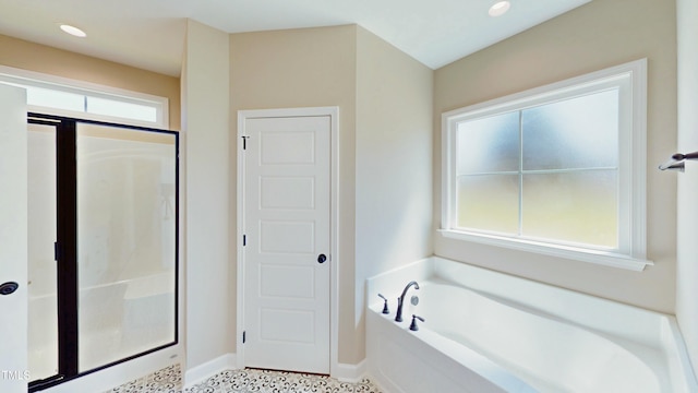 1407 Stoney Creek Church Rd, Goldsboro, NC 27534 - full bath featuring a bath, baseboards, and a shower stall