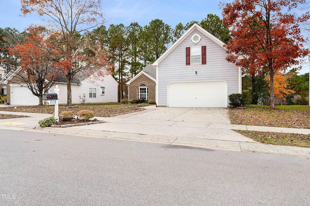 view of front property with a garage