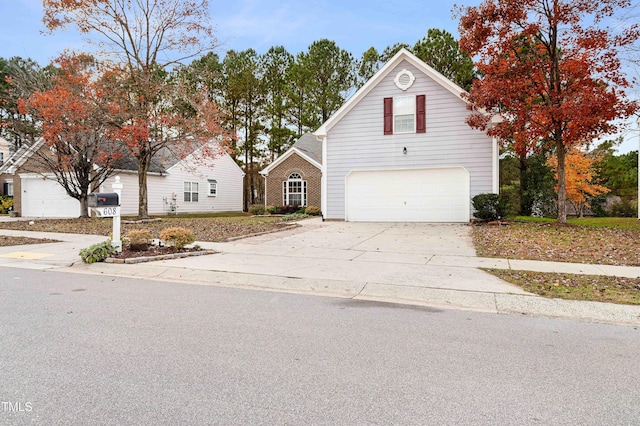 view of front property with a garage