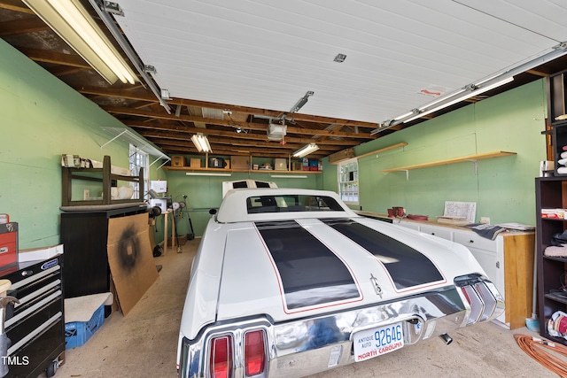 garage with a garage door opener