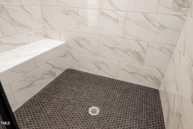 interior details featuring tiled shower