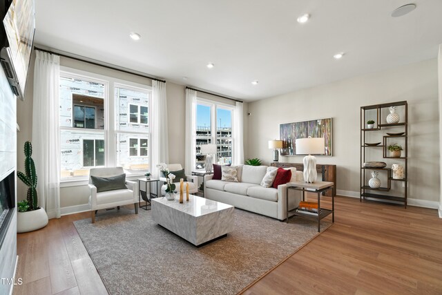 living room featuring hardwood / wood-style floors and plenty of natural light