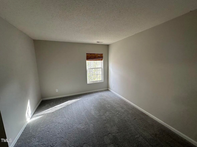 empty room with carpet floors and a textured ceiling