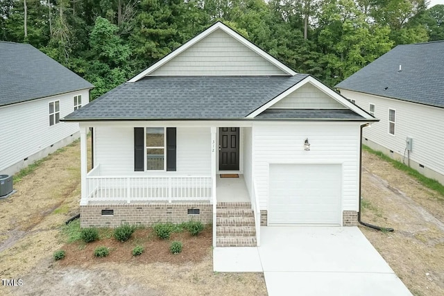 view of front of property featuring central AC and covered porch