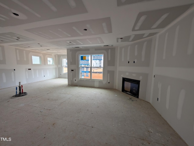 unfurnished living room with a fireplace