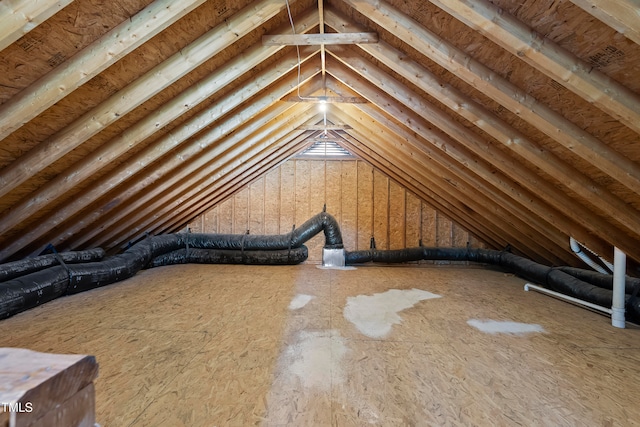 view of unfinished attic