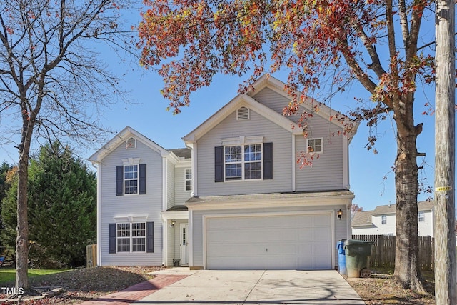 view of front property with a garage