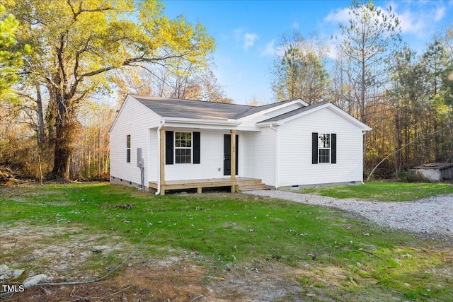 ranch-style home with a front yard