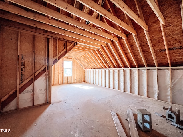 view of unfinished attic