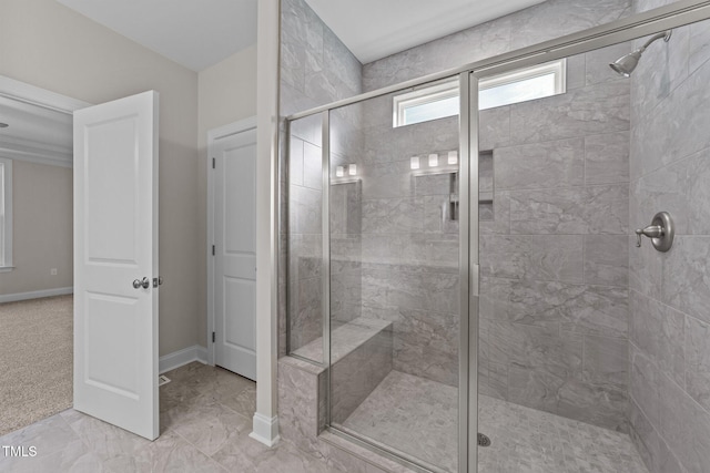 bathroom with an enclosed shower