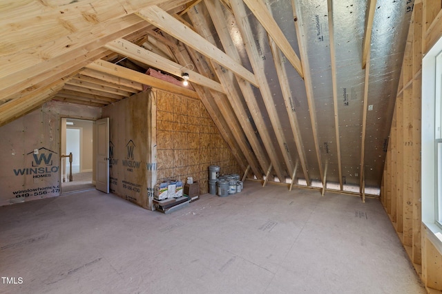 view of unfinished attic